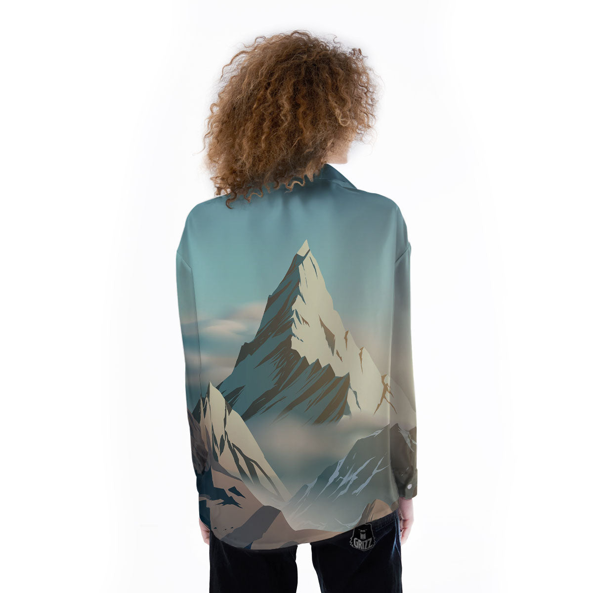 High Mountain Print Women's Long Sleeve Shirts-grizzshop