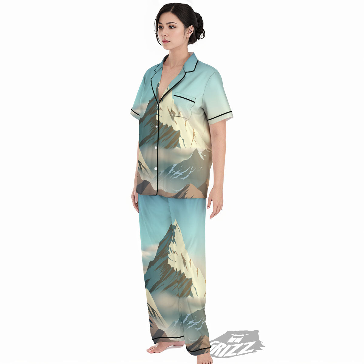 High Mountain Print Women's Pajamas Set-grizzshop