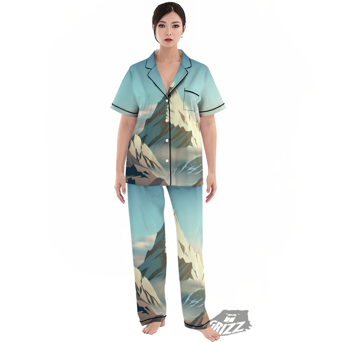 High Mountain Print Women's Pajamas Set-grizzshop