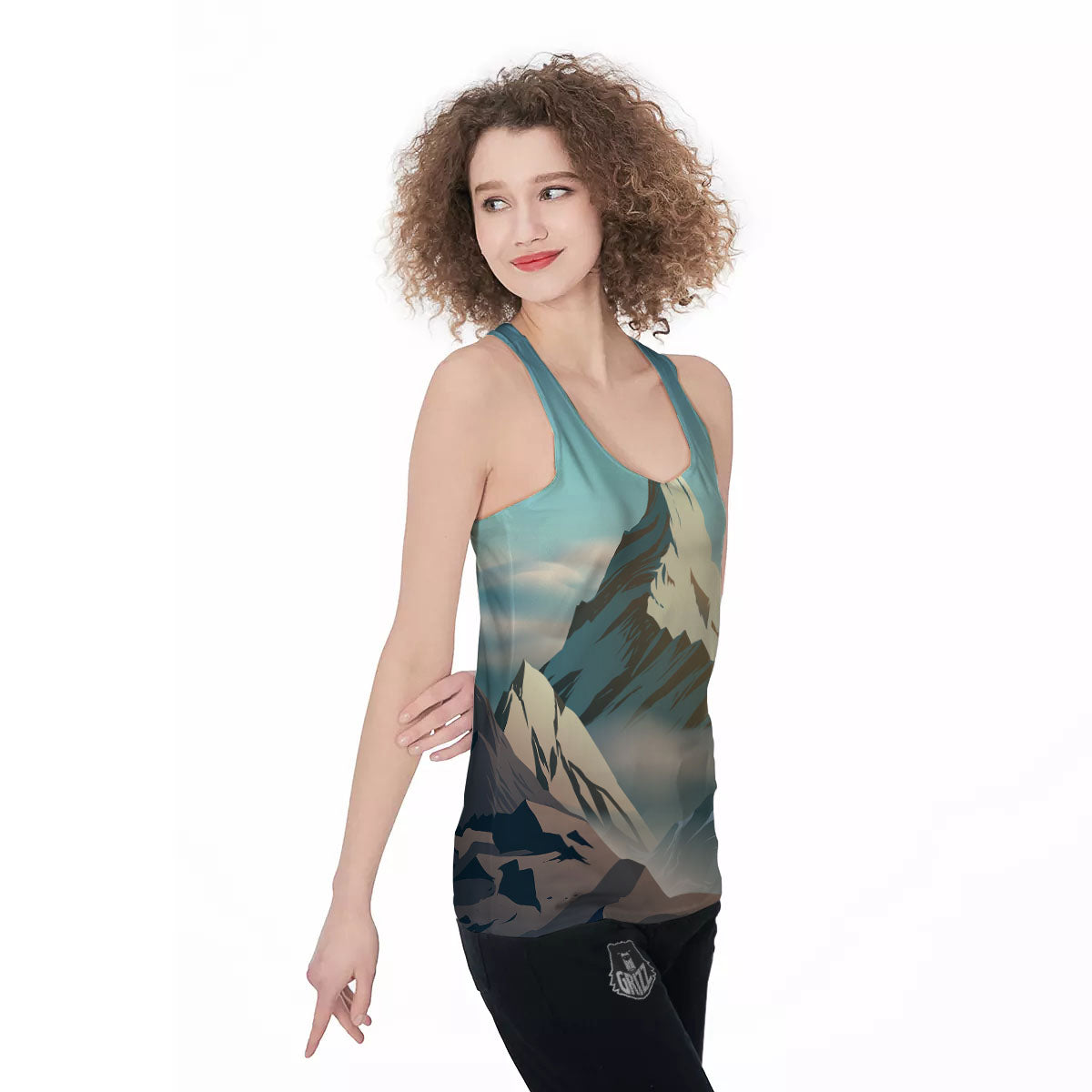 High Mountain Print Women's Racerback Tank Top-grizzshop
