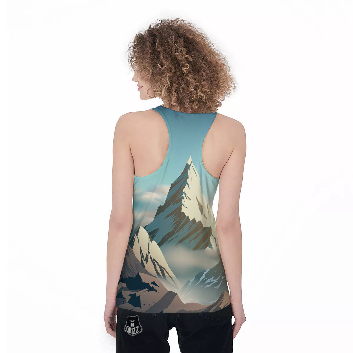 High Mountain Print Women's Racerback Tank Top-grizzshop