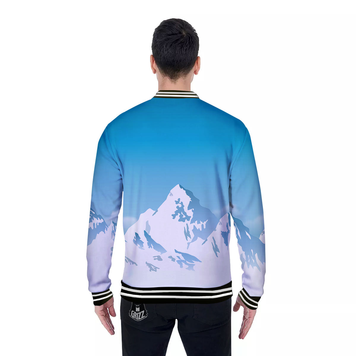 Himalaya Mountain Print Baseball Jacket-grizzshop