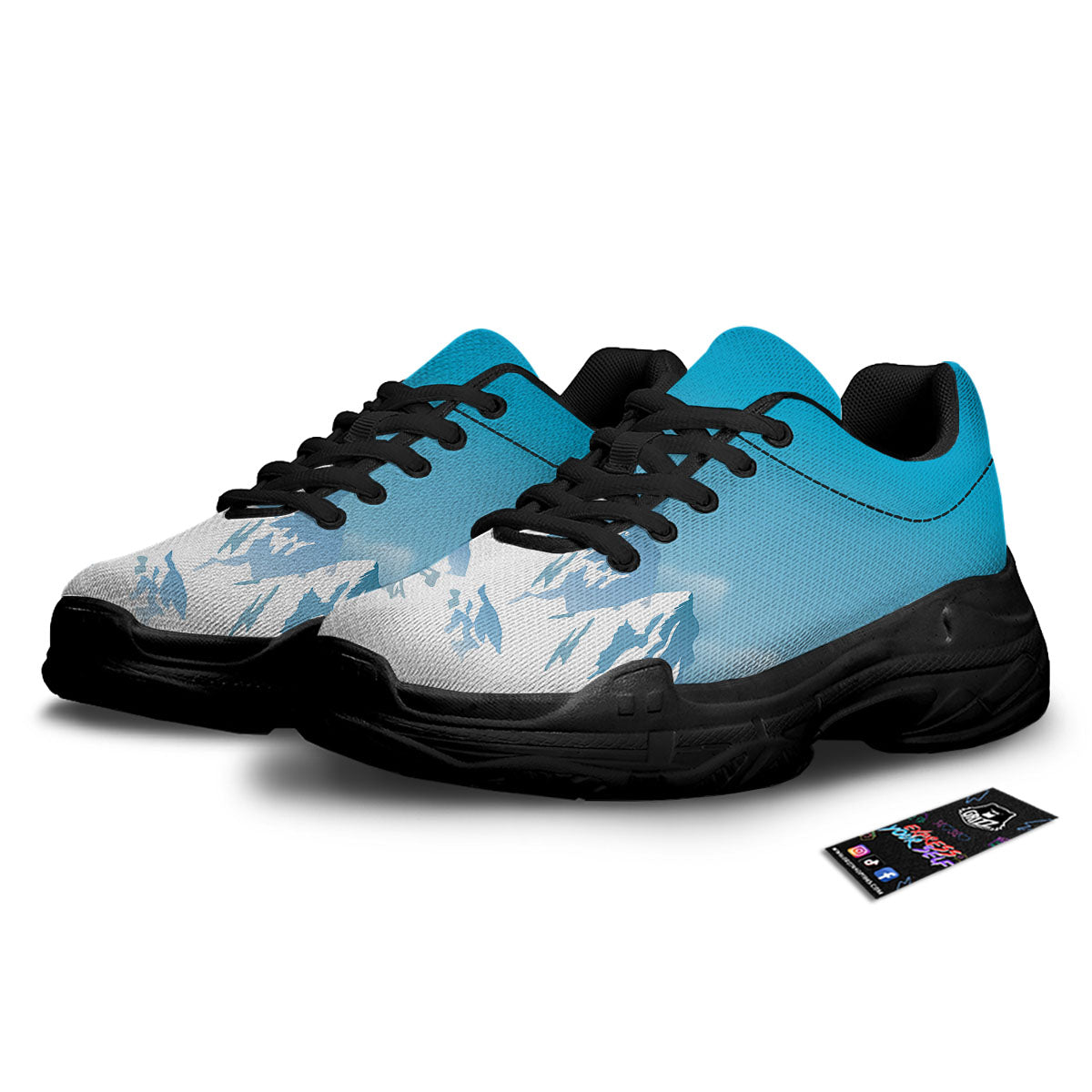Himalaya Mountain Print Black Chunky Shoes-grizzshop