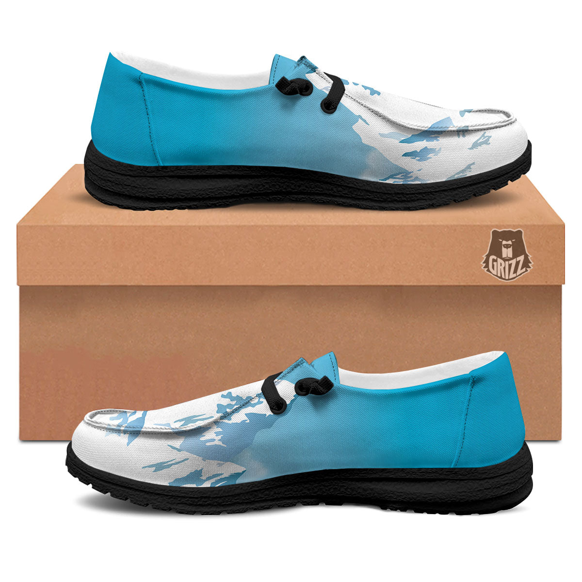 Himalaya Mountain Print Black Loafers-grizzshop