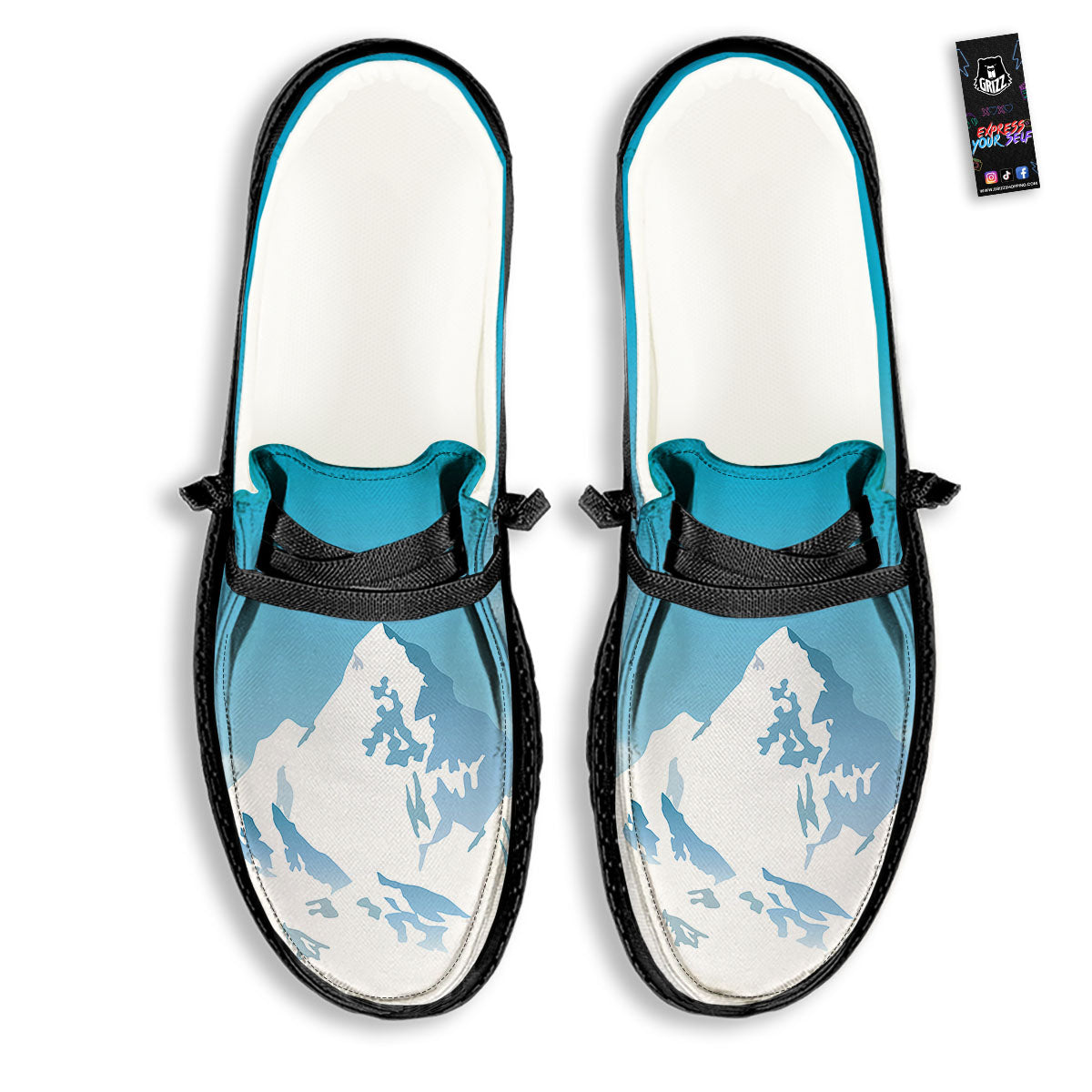 Himalaya Mountain Print Black Loafers-grizzshop