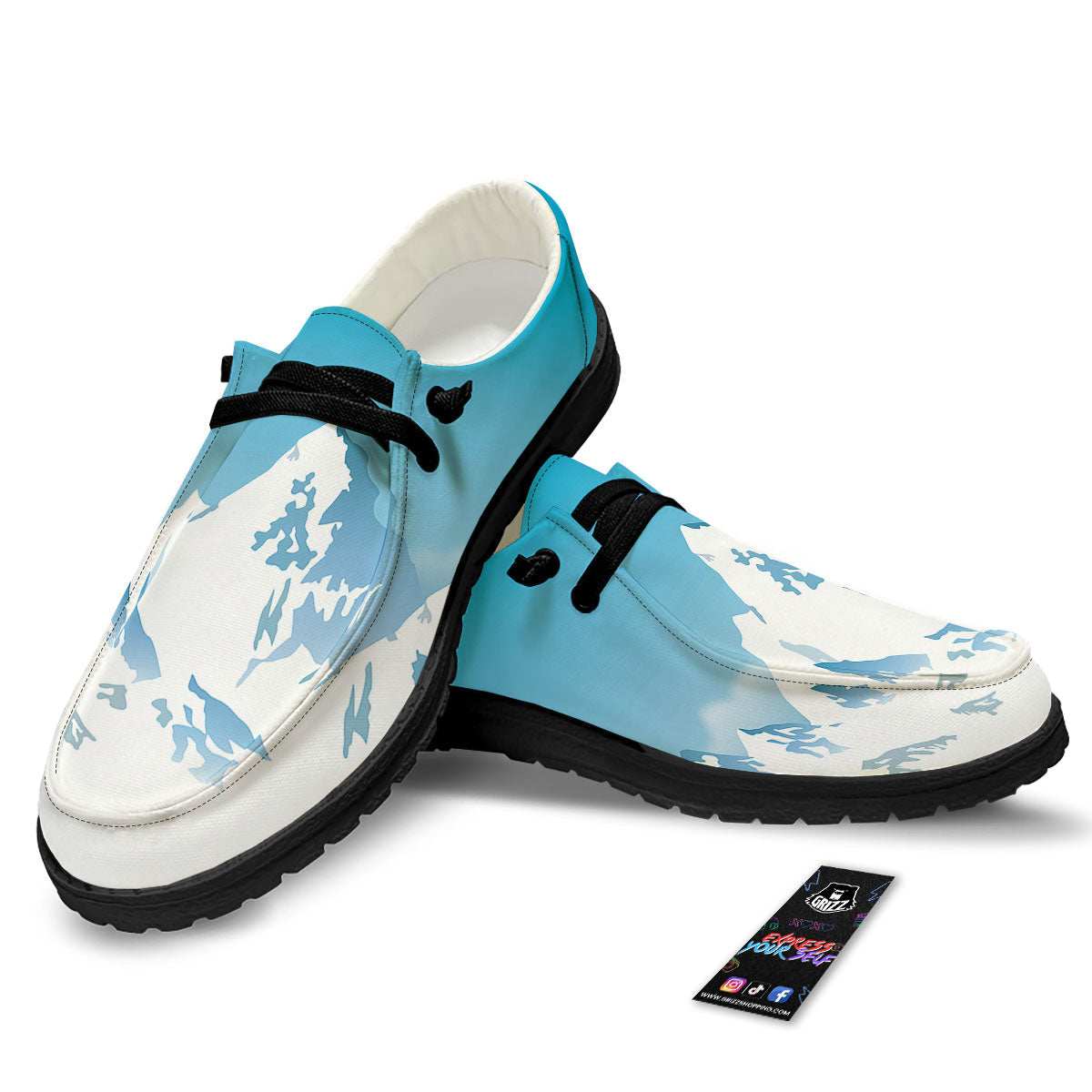 Himalaya Mountain Print Black Loafers-grizzshop
