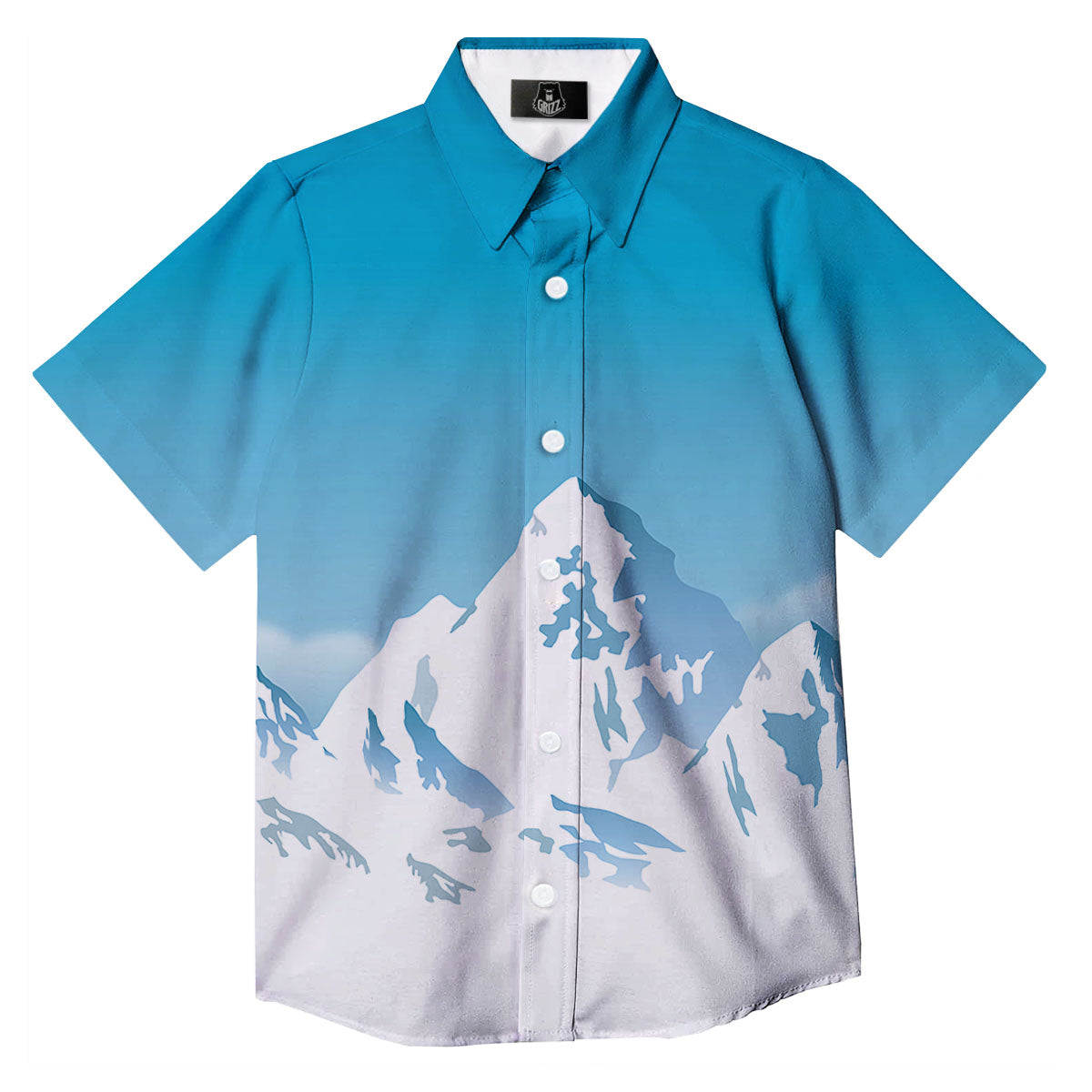 Himalaya Mountain Print Button Up Shirt-grizzshop