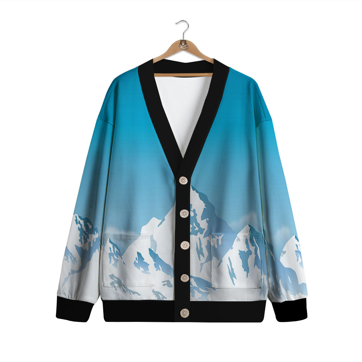 Himalaya Mountain Print Cardigan-grizzshop