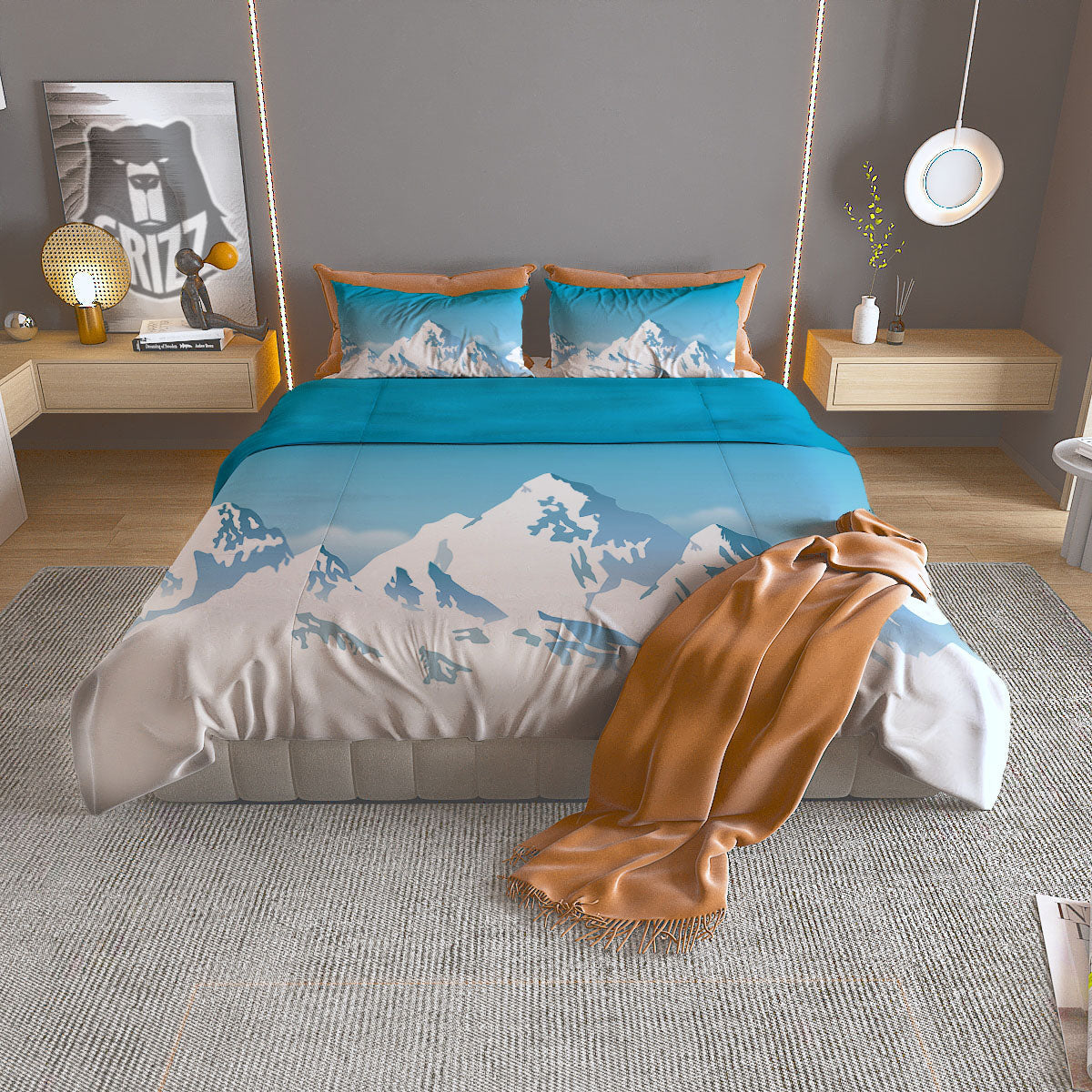 Himalaya Mountain Print Duvet Cover Bedding Set