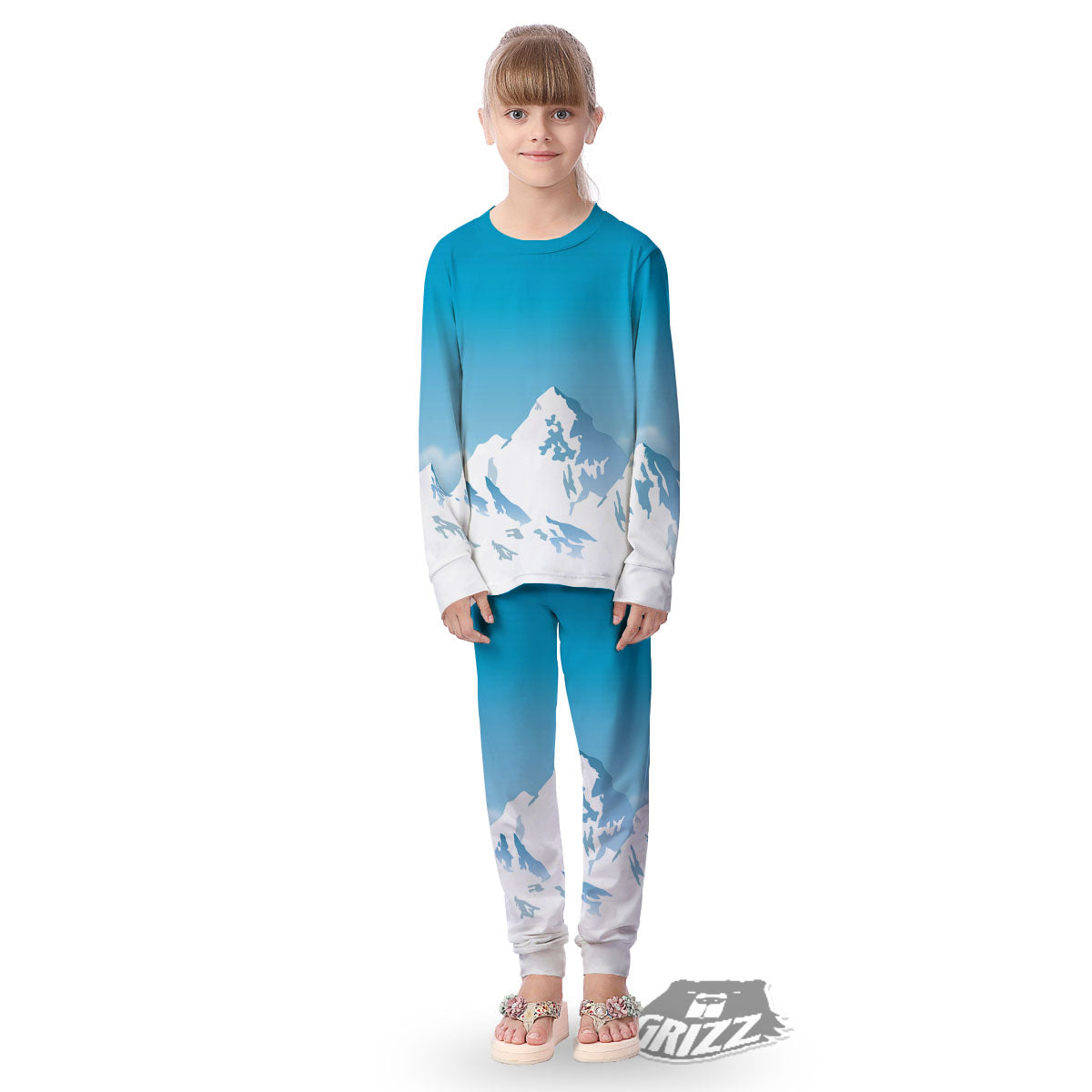 Himalaya Mountain Print Kid's Pajamas-grizzshop