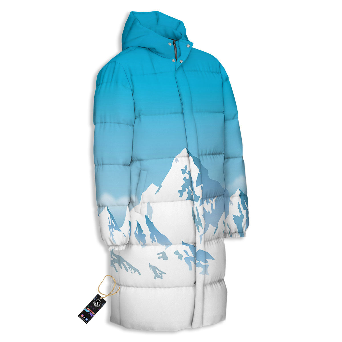 Himalaya Mountain Print Long Down Jacket-grizzshop