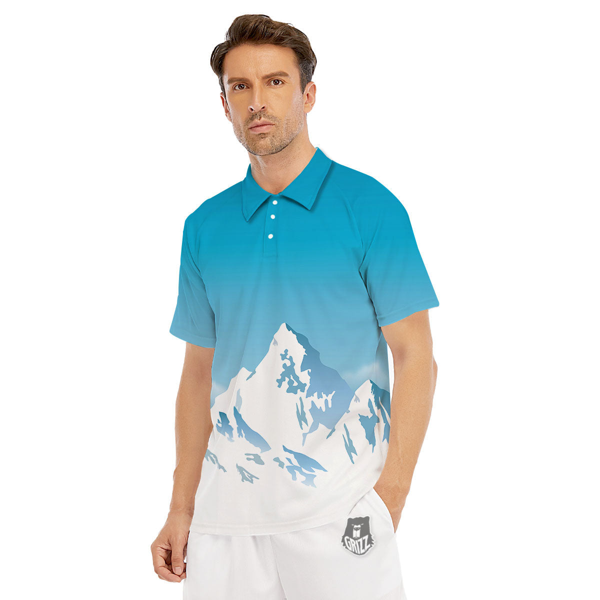 Himalaya Mountain Print Men's Golf Shirts-grizzshop