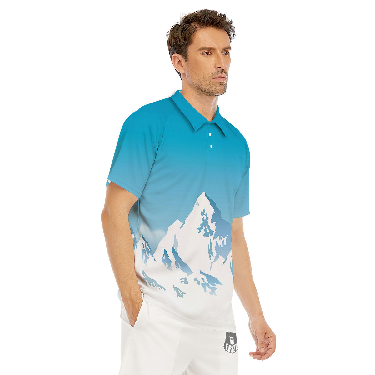 Himalaya Mountain Print Men's Golf Shirts-grizzshop