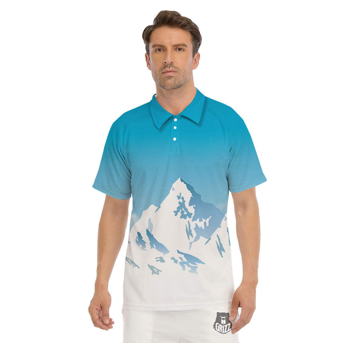 Himalaya Mountain Print Men's Golf Shirts-grizzshop