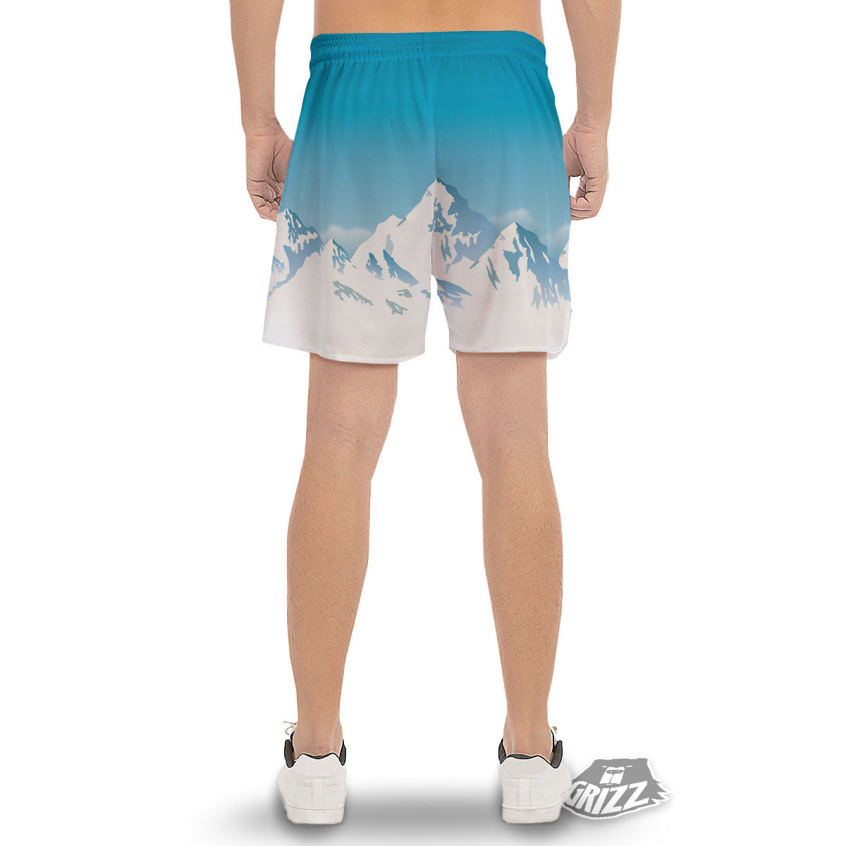 Himalaya Mountain Print Men's Gym Shorts-grizzshop