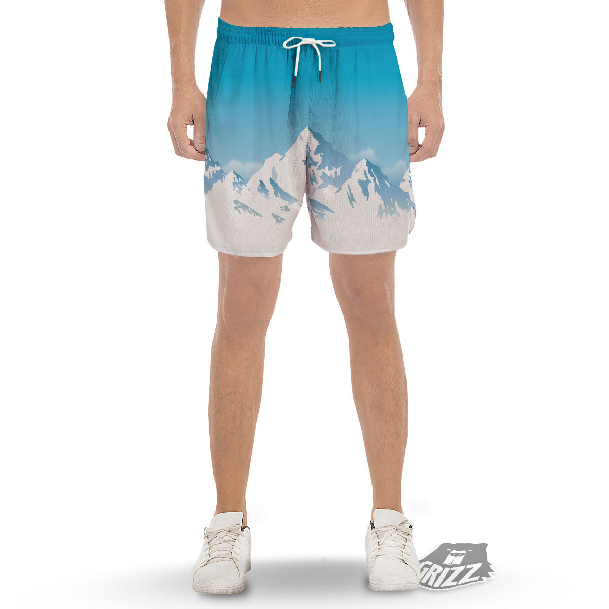 Himalaya Mountain Print Men's Gym Shorts-grizzshop