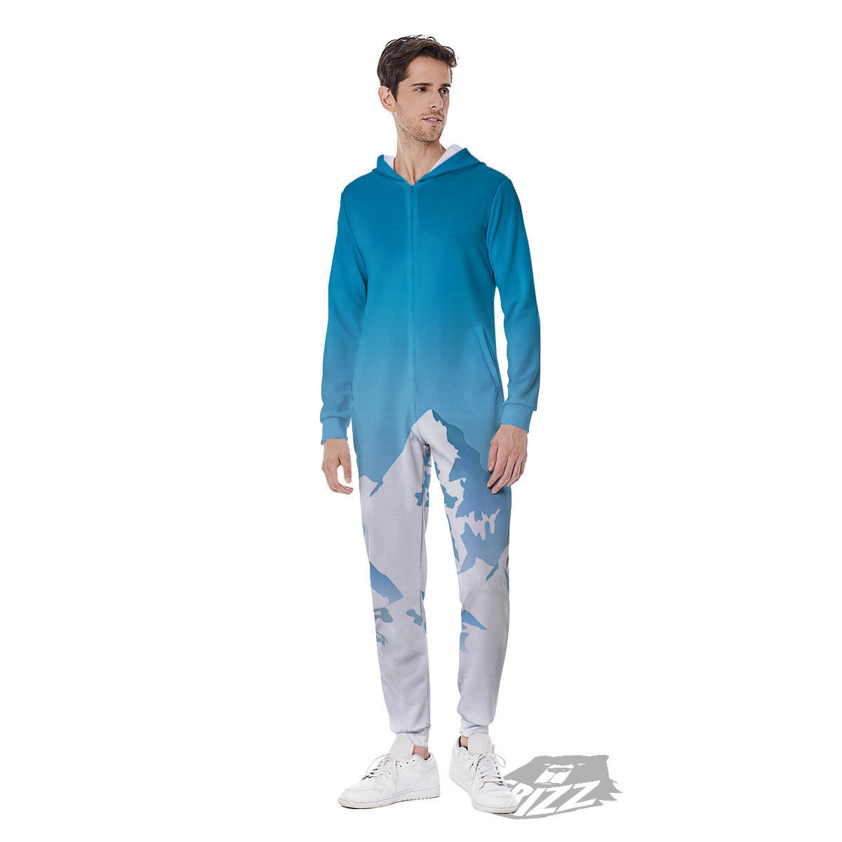 Himalaya Mountain Print Men's Jumpsuit-grizzshop
