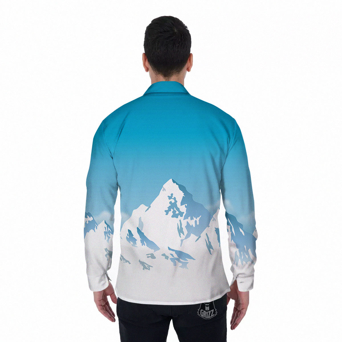Himalaya Mountain Print Men's Long Sleeve Shirts-grizzshop