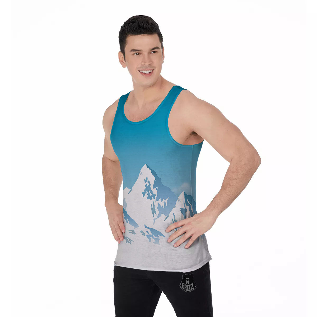 Himalaya Mountain Print Men's Tank Top-grizzshop