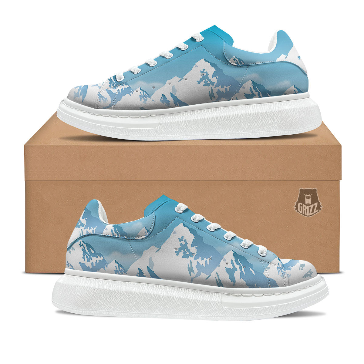 Himalaya Mountain Print Platform Shoes-grizzshop