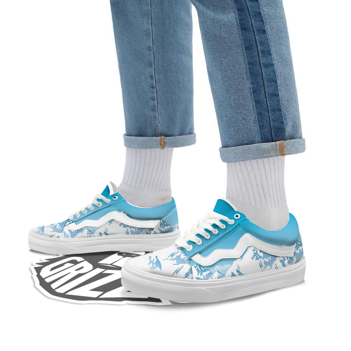 Himalaya Mountain Print Skate Shoes-grizzshop