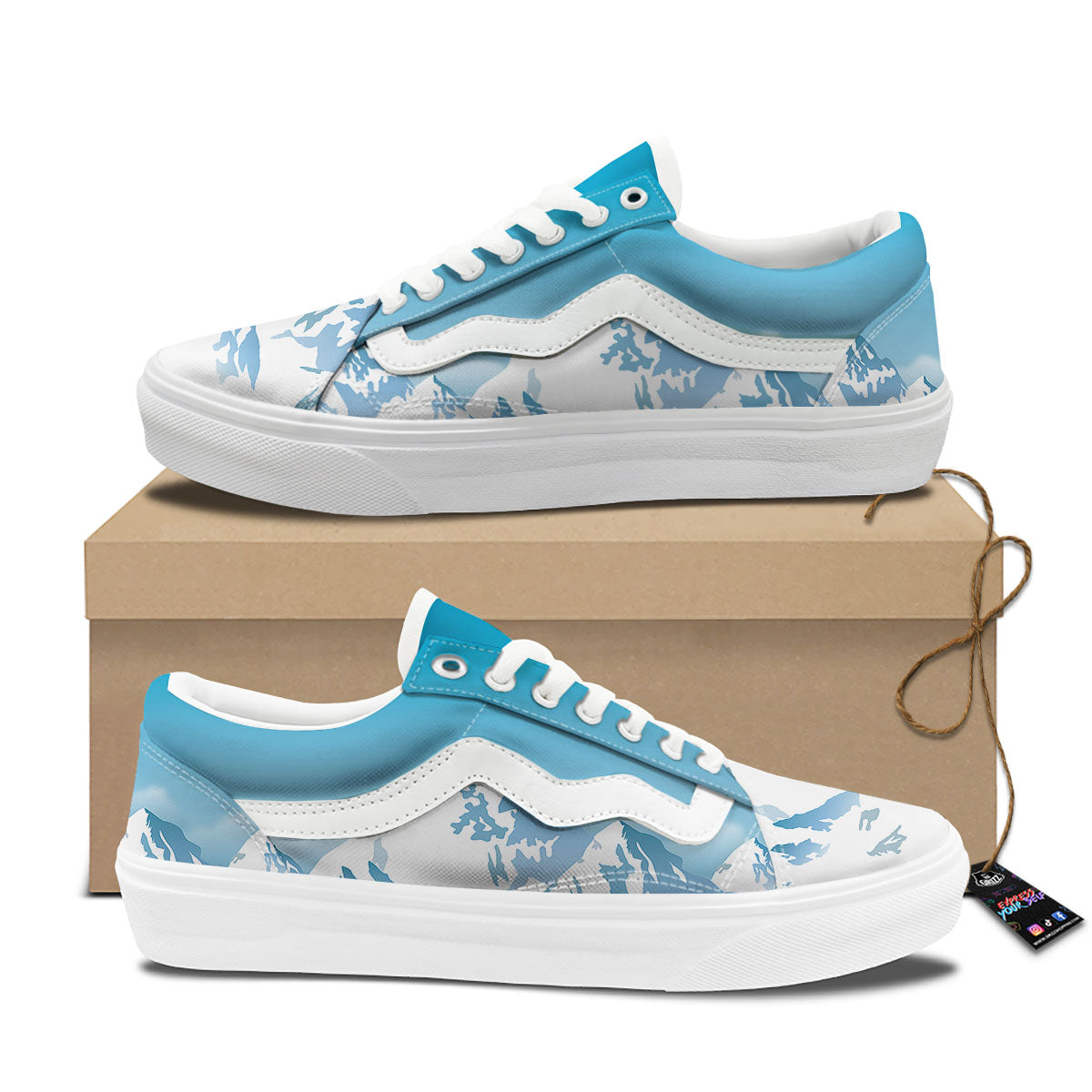 Himalaya Mountain Print Skate Shoes-grizzshop