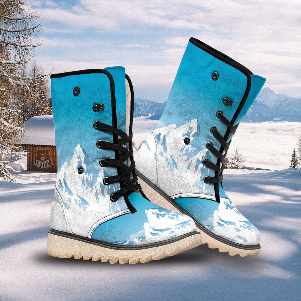 Himalaya Mountain Print Snow Boots-grizzshop