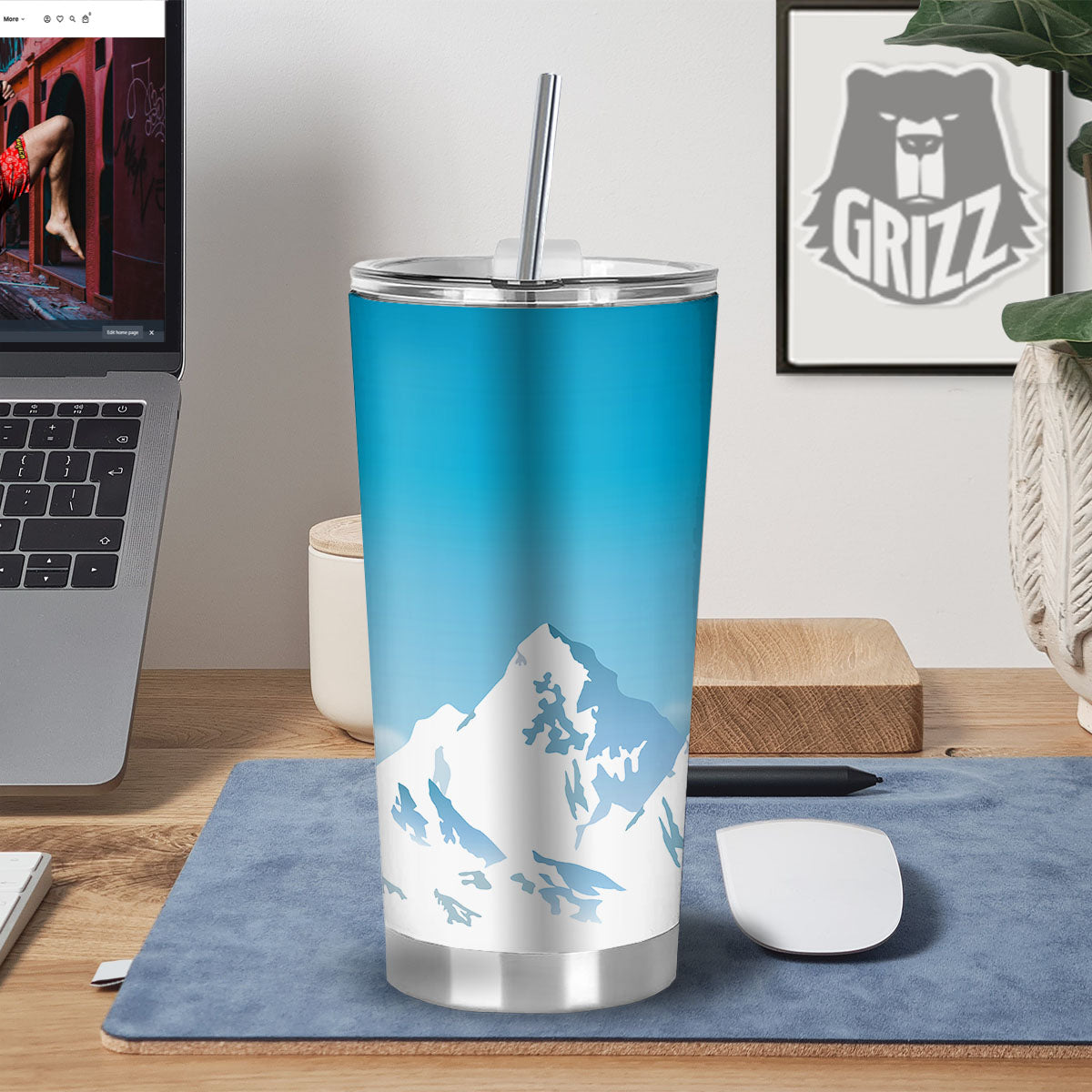 Himalaya Mountain Print Tumbler-grizzshop