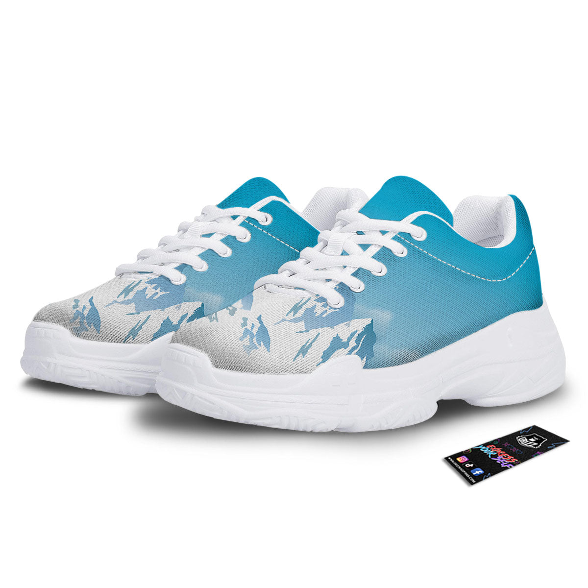 Himalaya Mountain Print White Chunky Shoes-grizzshop