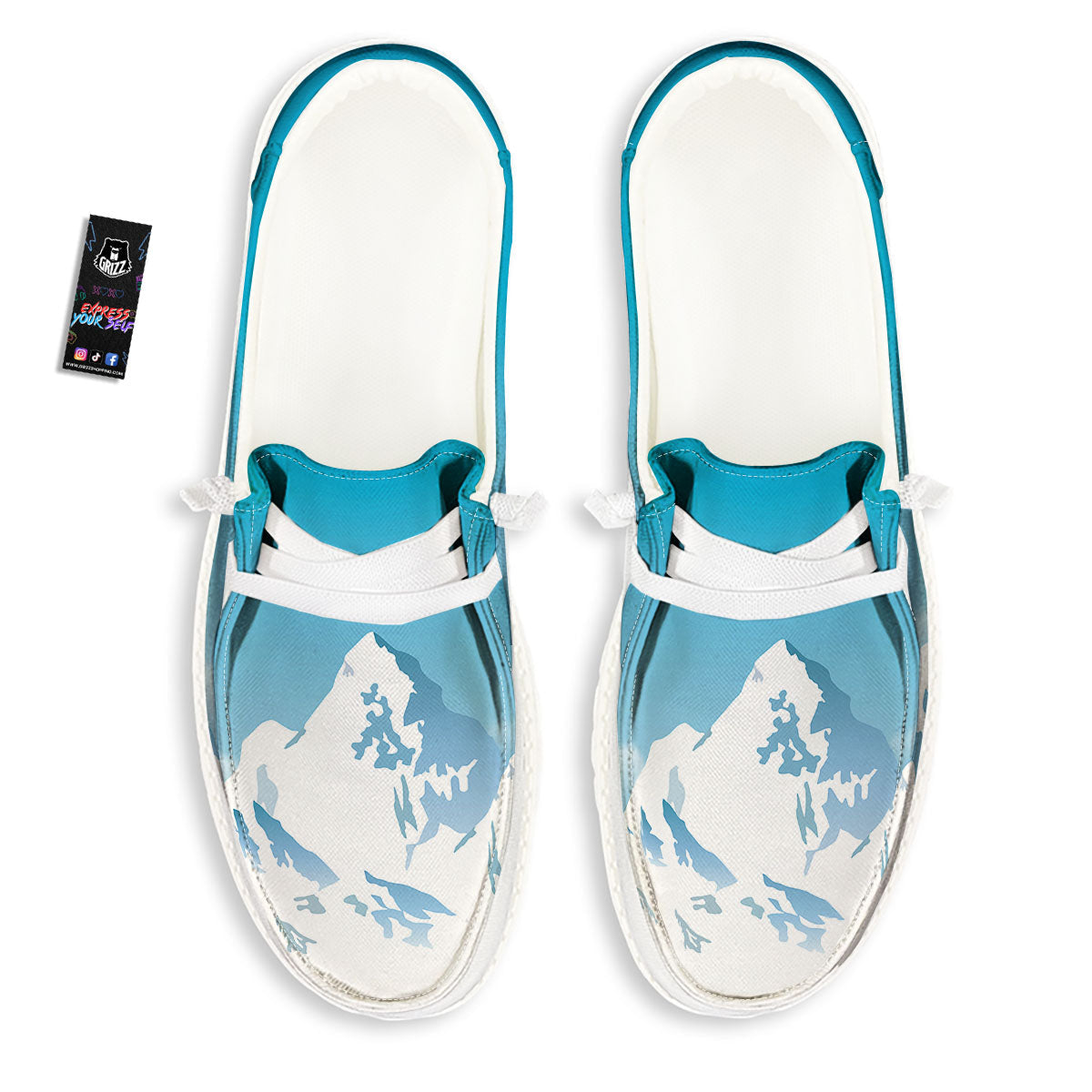 Himalaya Mountain Print White Loafers-grizzshop