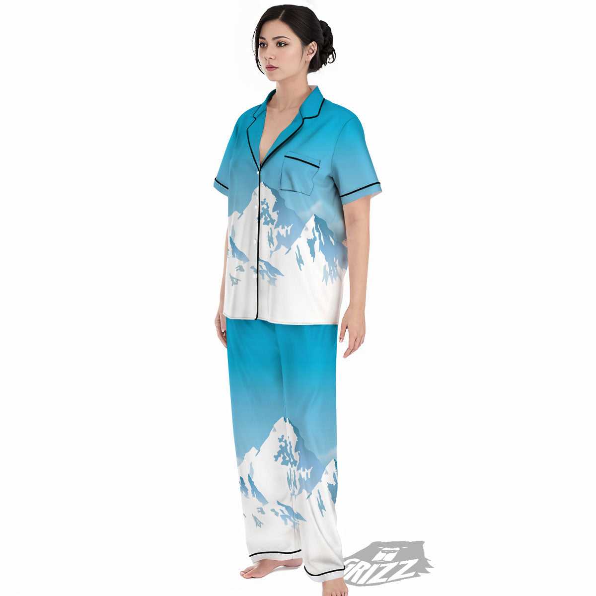 Himalaya Mountain Print Women's Pajamas Set-grizzshop