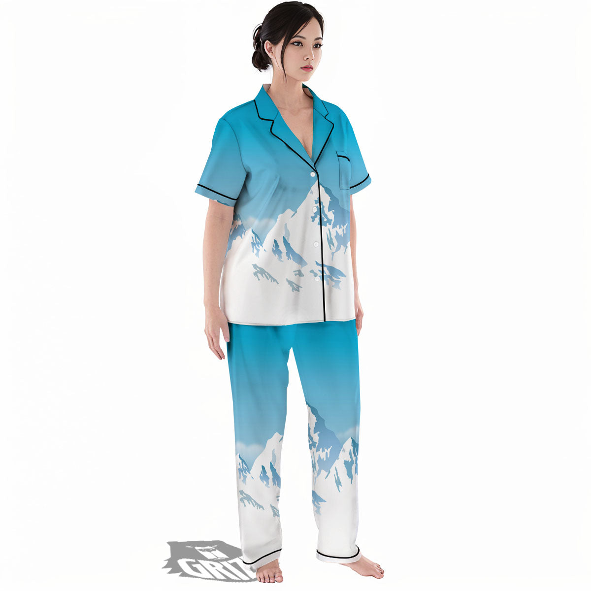 Himalaya Mountain Print Women's Pajamas Set-grizzshop