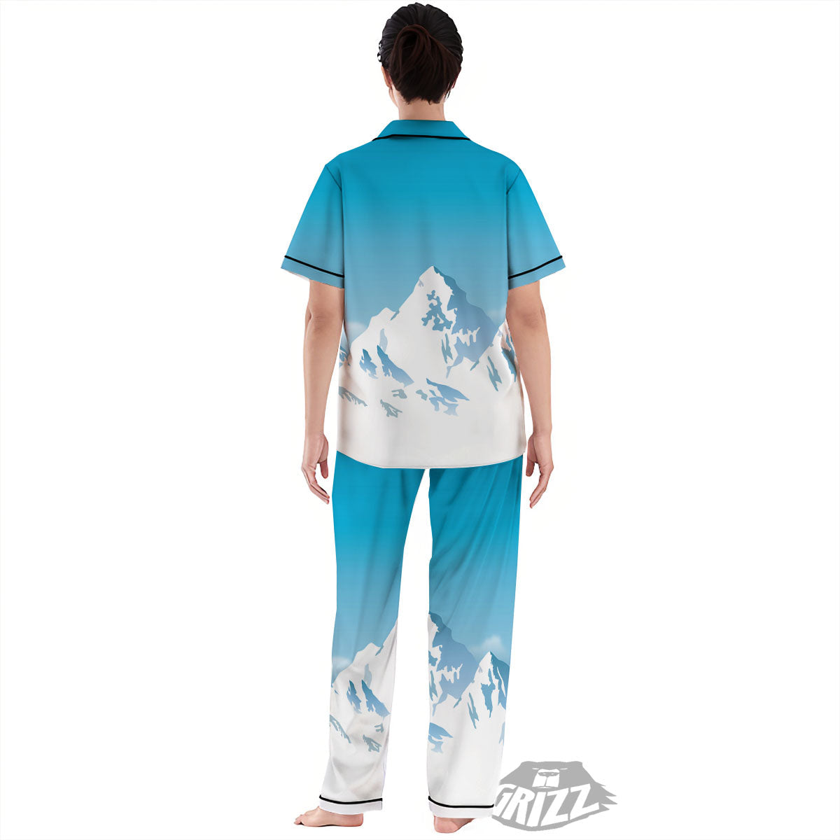 Himalaya Mountain Print Women's Pajamas Set-grizzshop