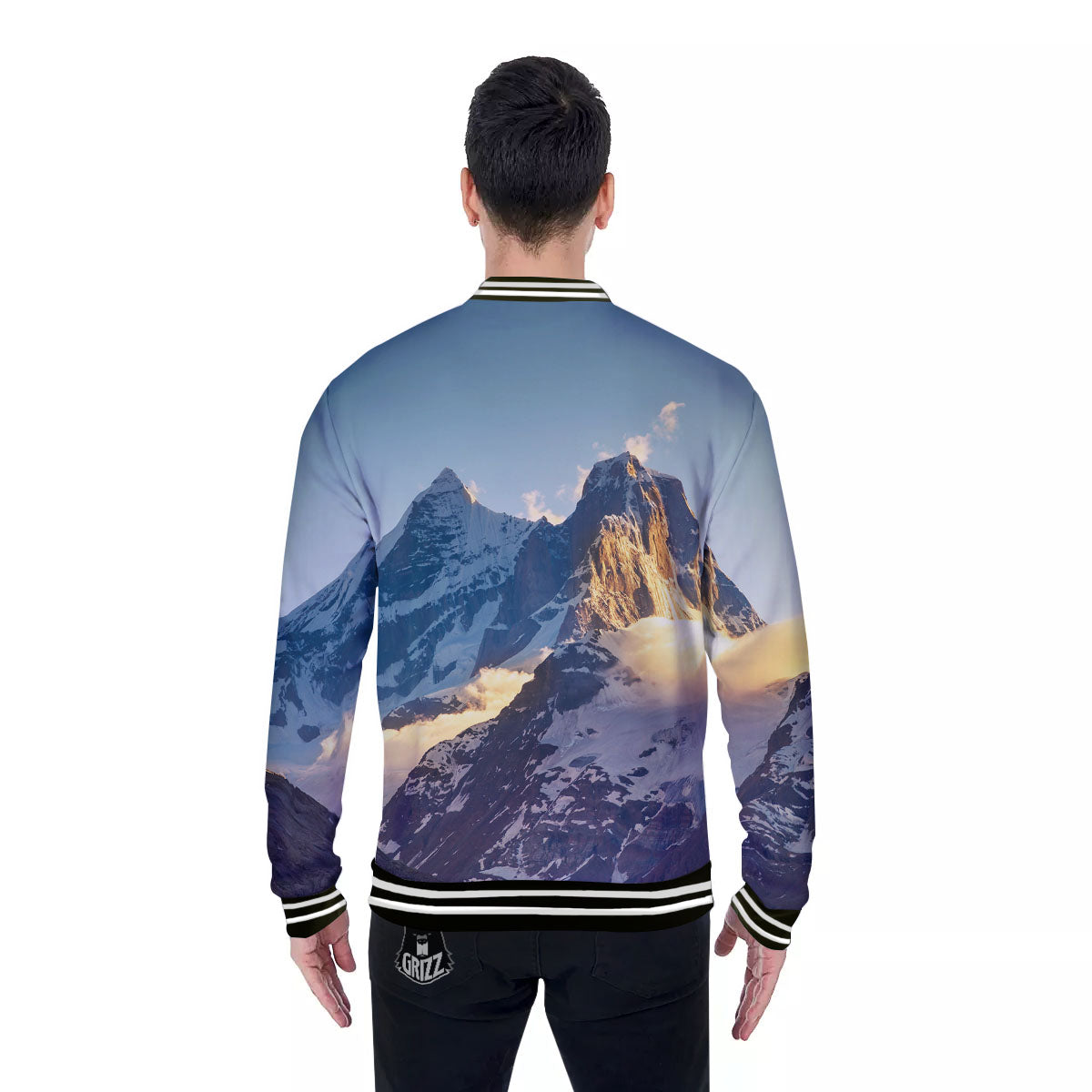 Himalayan Moutain Print Baseball Jacket-grizzshop