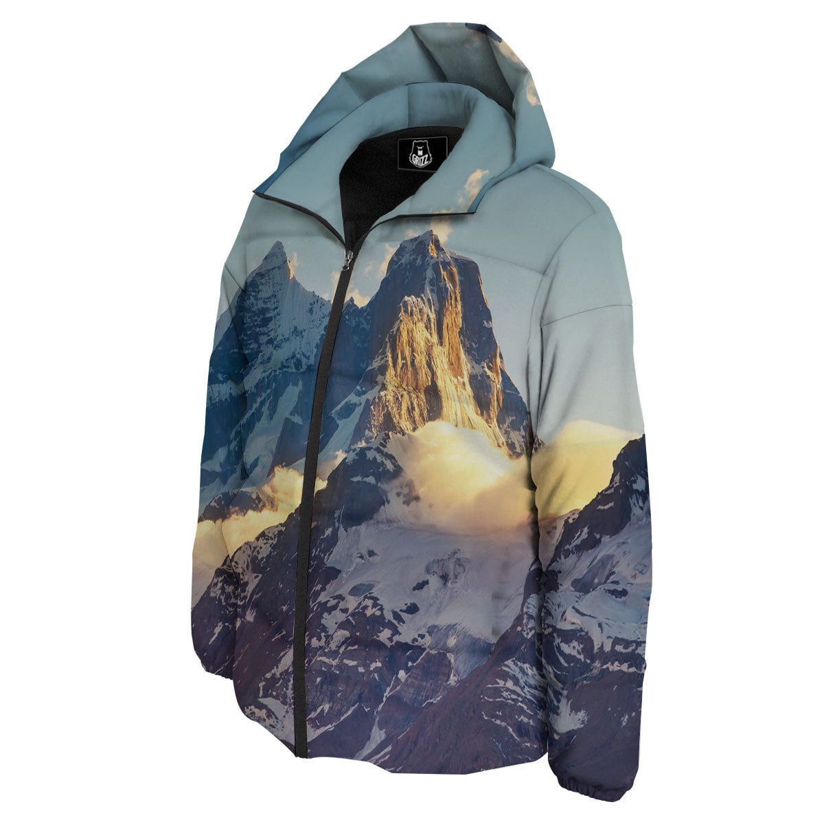 Himalayan Moutain Print Down Jacket-grizzshop