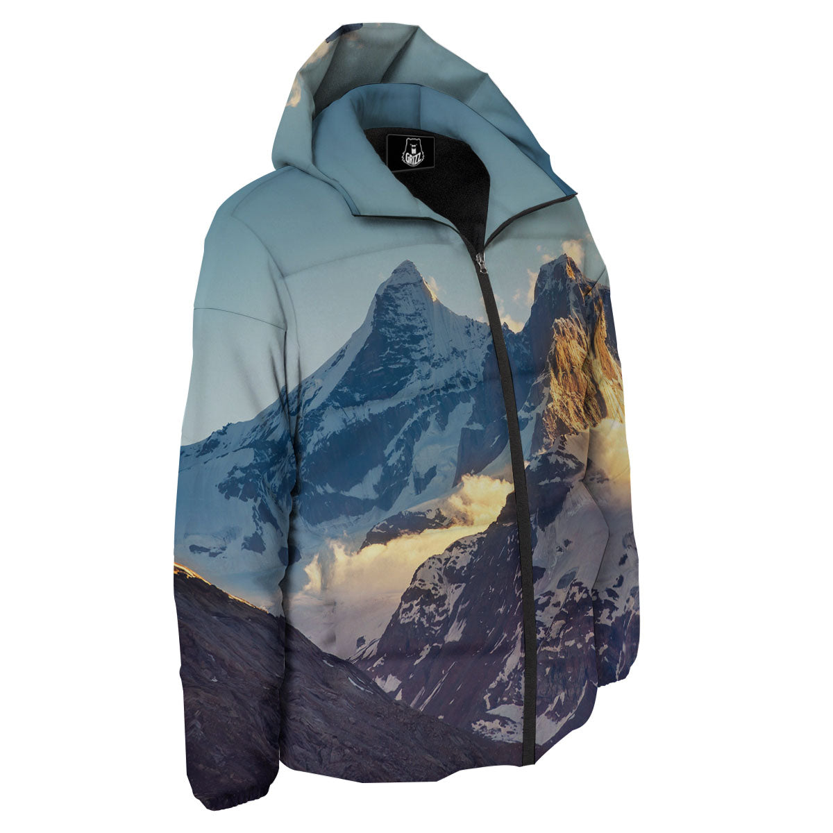 Himalayan Moutain Print Down Jacket-grizzshop