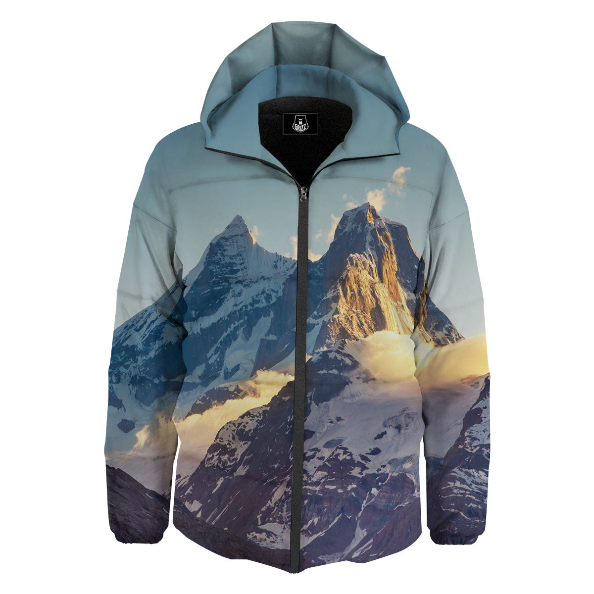 Himalayan Moutain Print Down Jacket-grizzshop