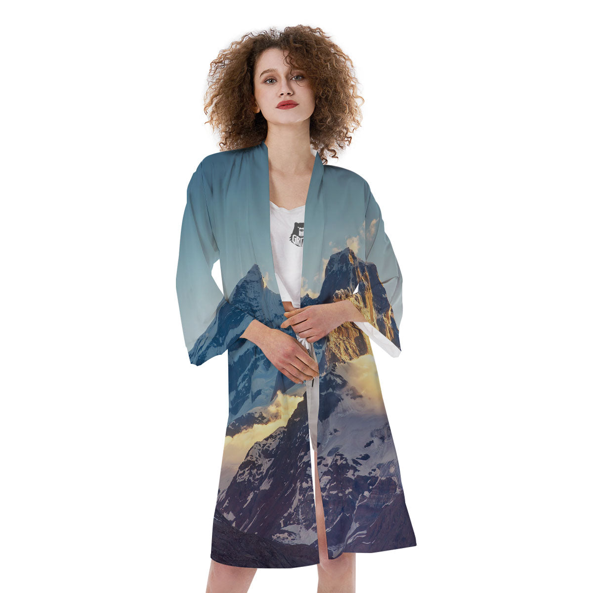 Himalayan Moutain Print Kimono-grizzshop