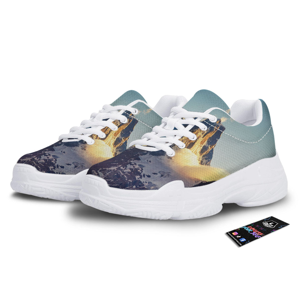 Himalayan Moutain Print White Chunky Shoes-grizzshop