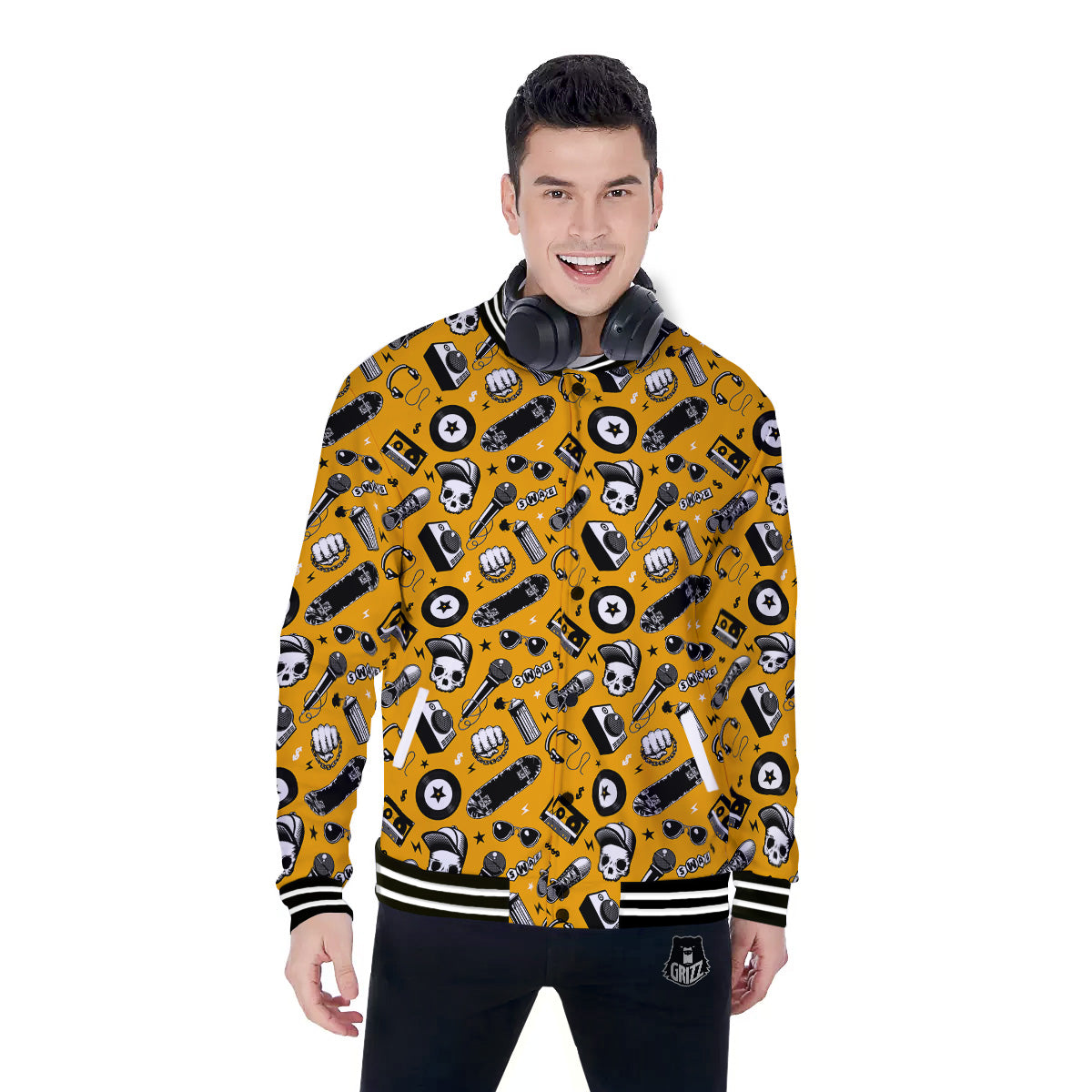 Hip Hop Equipment Print Pattern Baseball Jacket-grizzshop