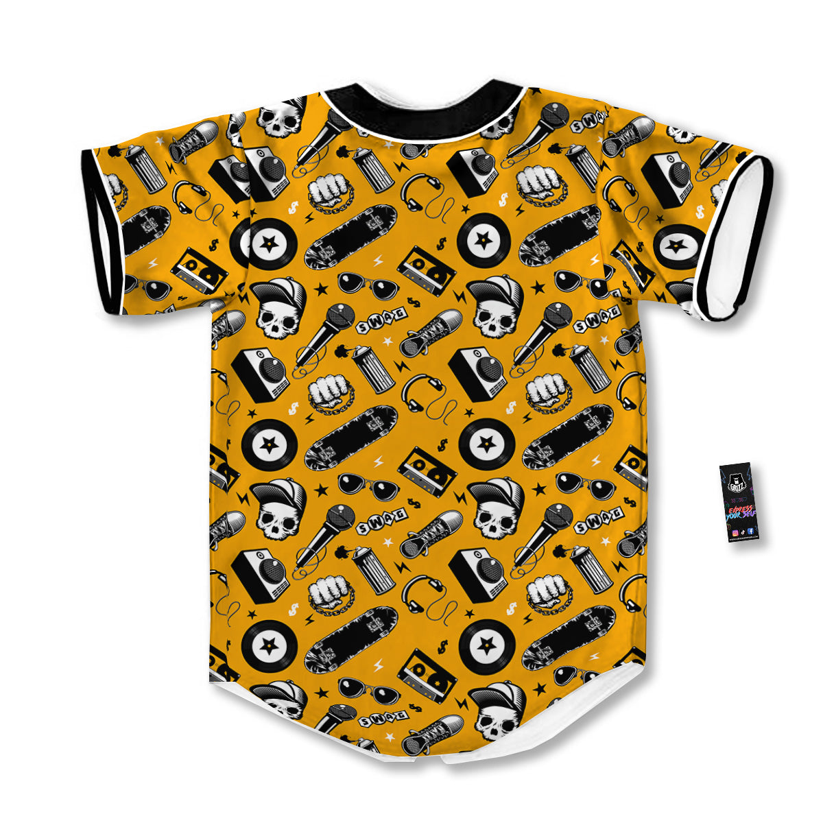 Hip Hop Equipment Print Pattern Baseball Jersey-grizzshop