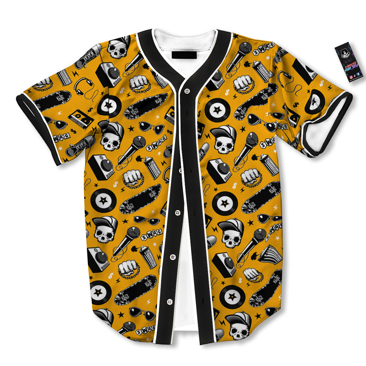 Hip Hop Equipment Print Pattern Baseball Jersey-grizzshop