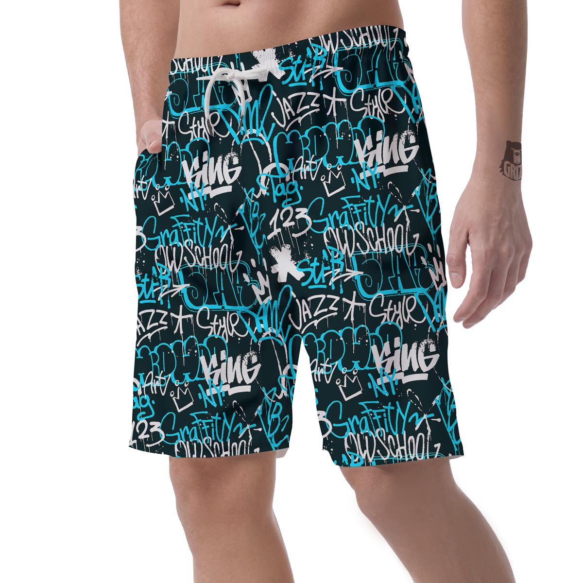 Hiphop Airbrush Print Men's Shorts-grizzshop