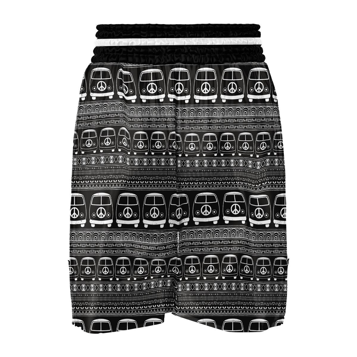 Hippie Aztec Van Peace Sign Pattern Print Boxing Shorts-grizzshop