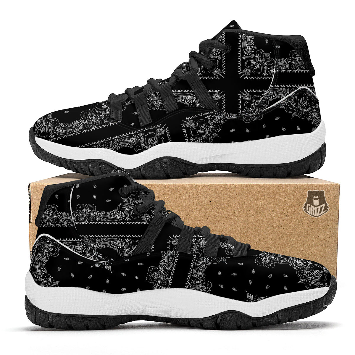 Hippie Drawing Psychedelic Wave Print Pattern Black Bball Shoes-grizzshop