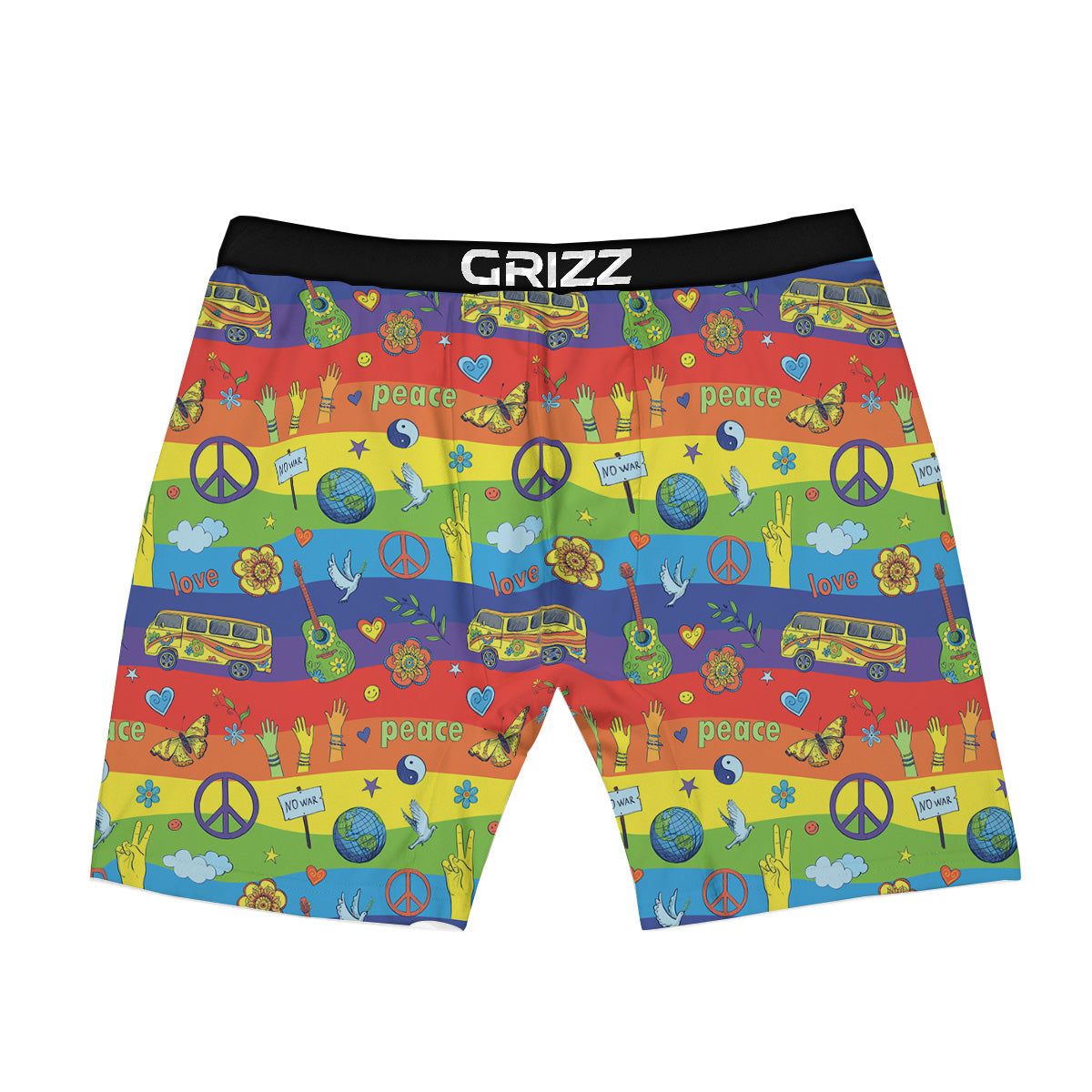 Hippie Drawing Psychedelic Wave Print Pattern Boxer Briefs-grizzshop