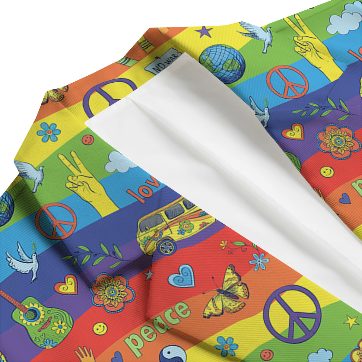 Hippie Drawing Psychedelic Wave Print Pattern Men's Blazer-grizzshop