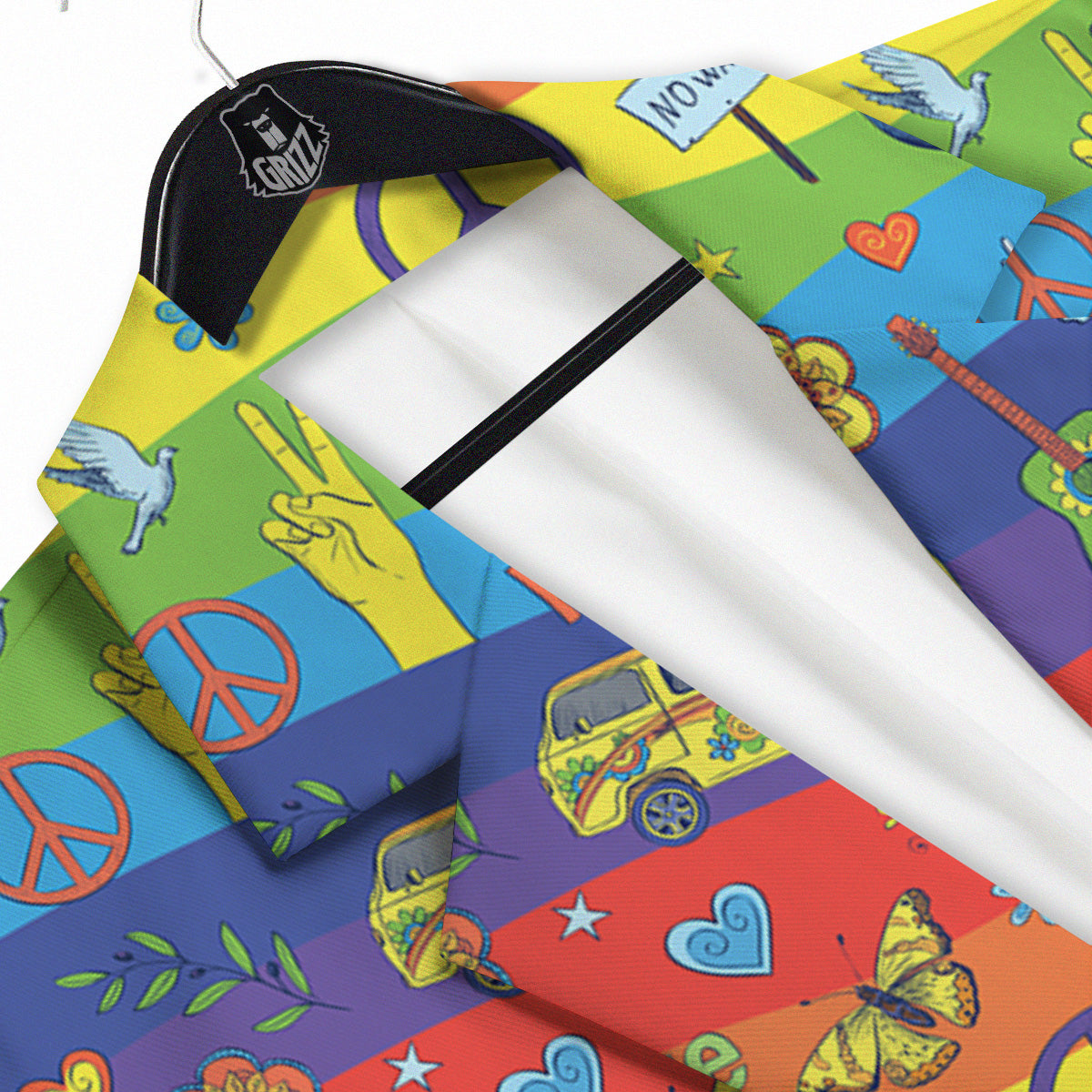 Hippie Drawing Psychedelic Wave Print Pattern Men's Sport Coat-grizzshop