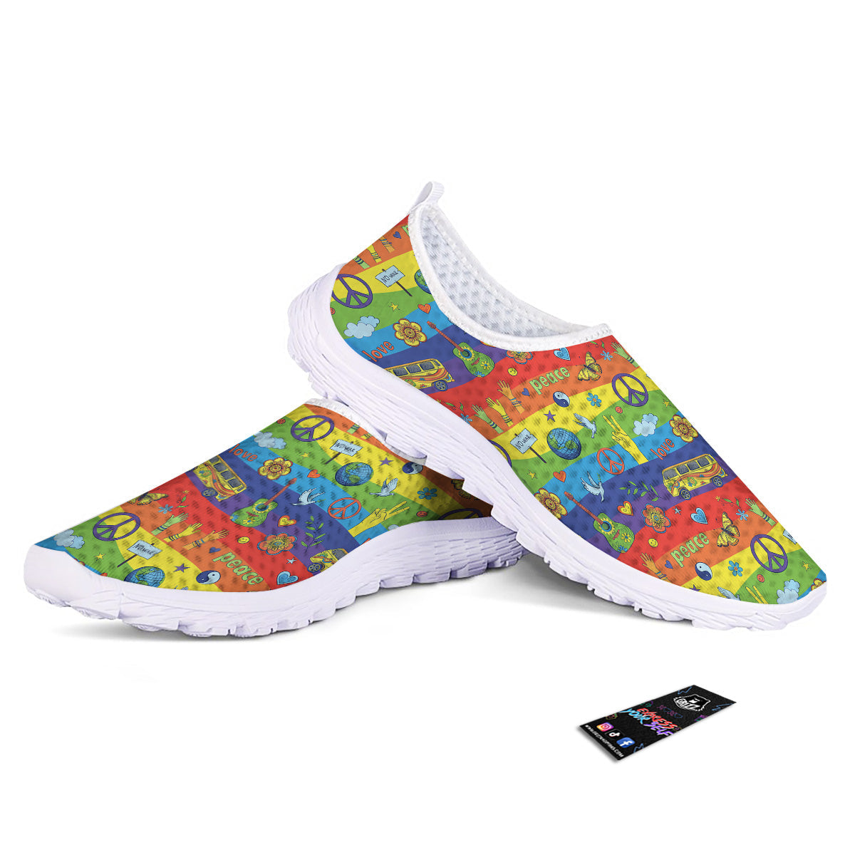 Hippie Drawing Psychedelic Wave Print Pattern Nurse Shoes-grizzshop