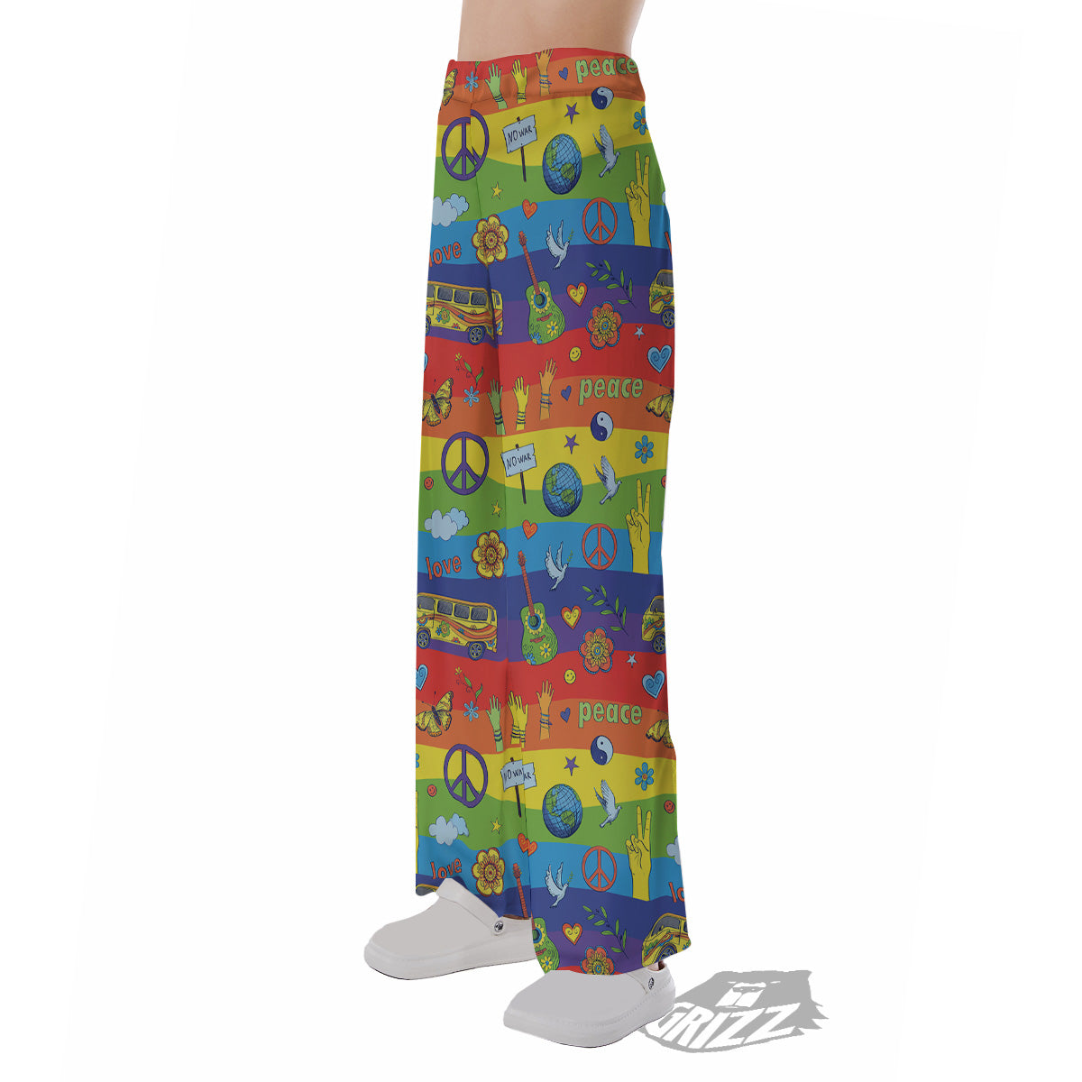 Hippie Drawing Psychedelic Wave Print Pattern Pajama Pants-grizzshop